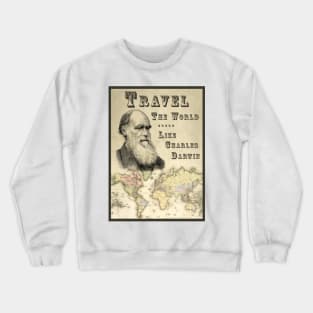 Vintage Poster - Travel the World with Darwin Crewneck Sweatshirt